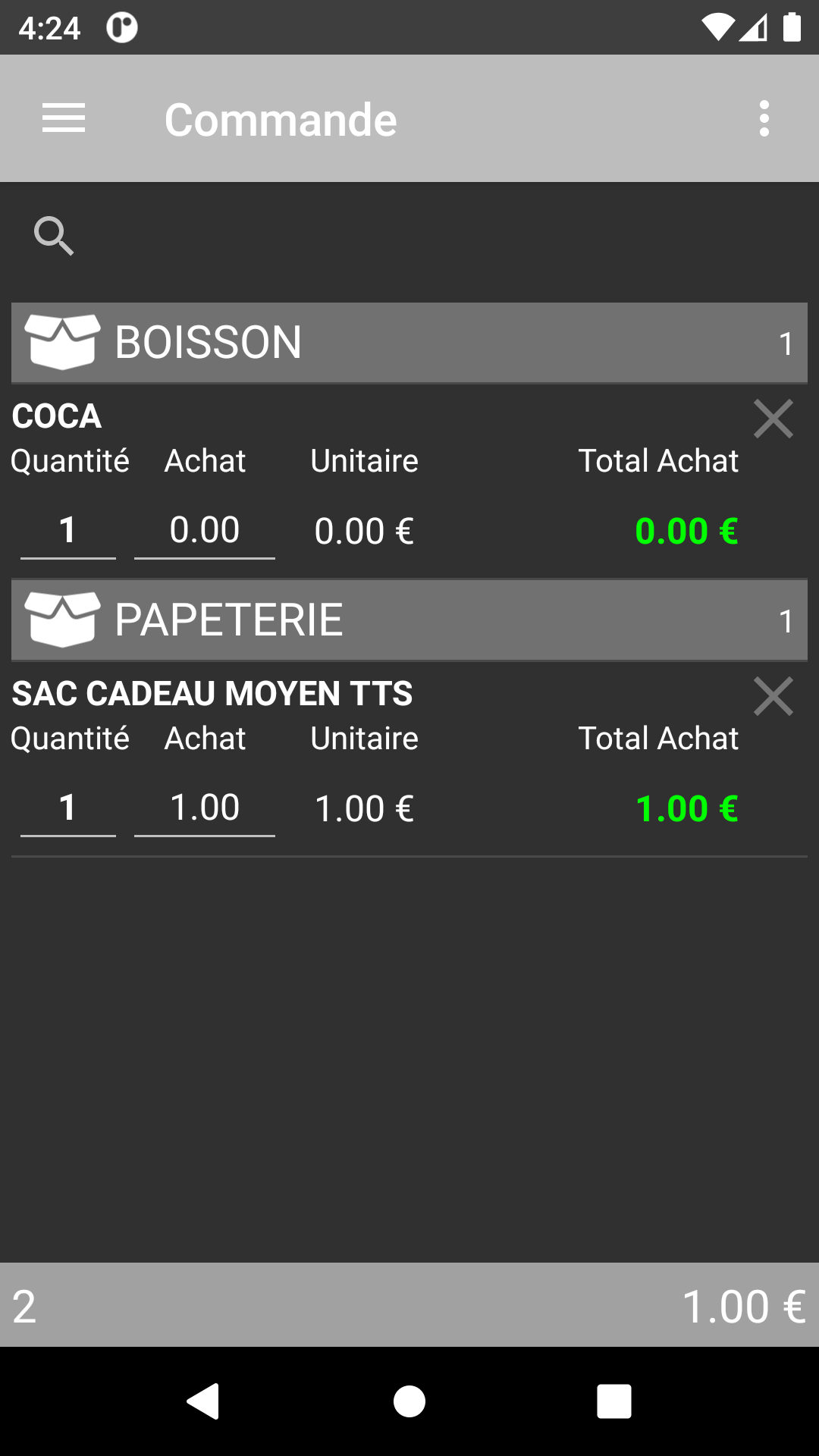 Liste commande