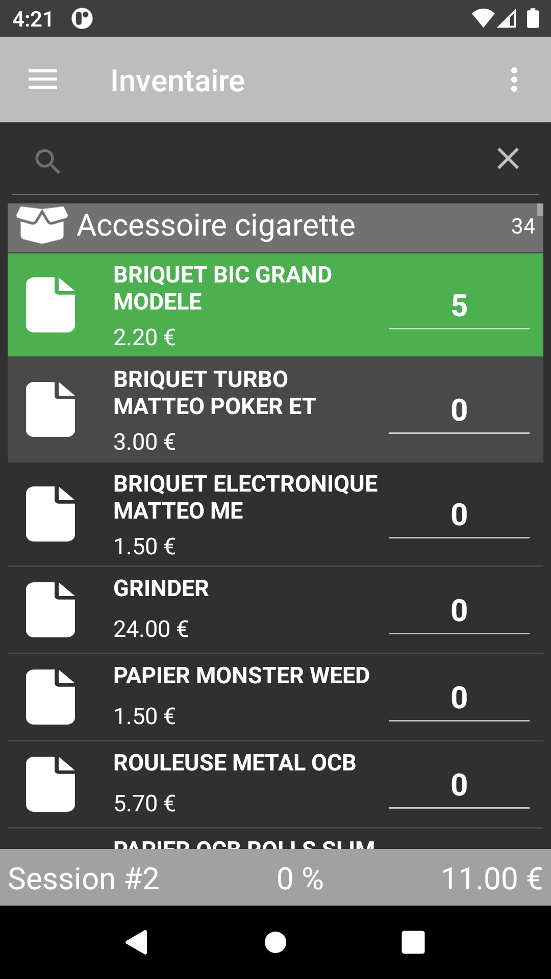 Ligne validée en vert