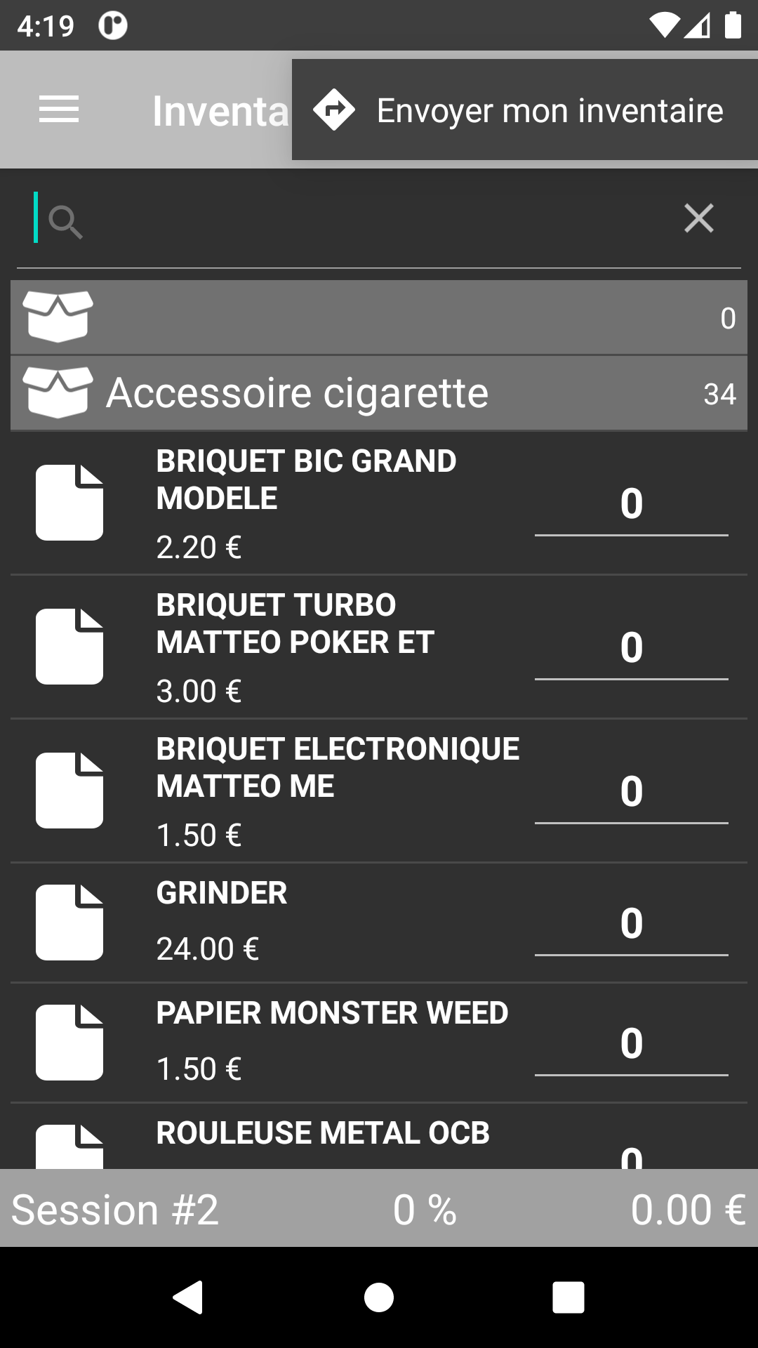 Menu trois points